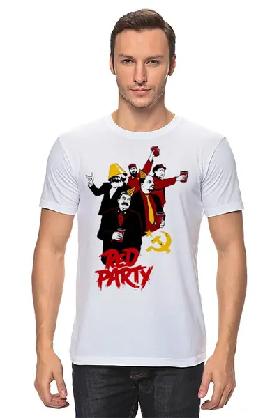 Заказать мужскую футболку в Москве. Футболка классическая Red Party от Leichenwagen - готовые дизайны и нанесение принтов.