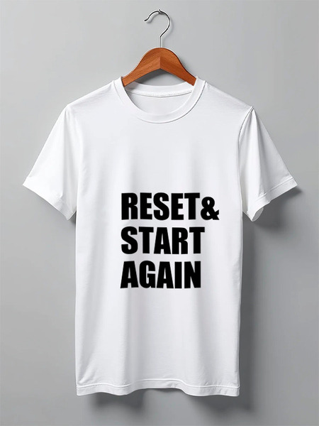 Заказать мужскую футболку в Москве. Футболка классическая Reset & Start again (толстовка) от chernysheva-mari@mail.ru - готовые дизайны и нанесение принтов.