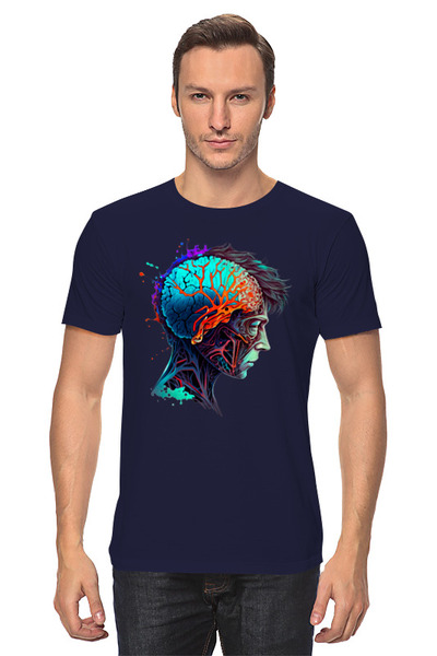 Заказать мужскую футболку в Москве. Футболка классическая Живой мозг от Mesk08 - готовые дизайны и нанесение принтов.
