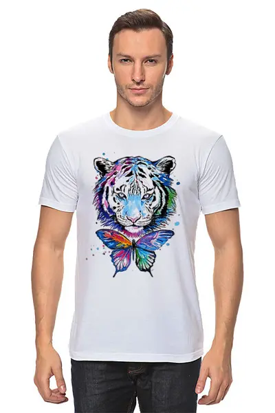 Заказать мужскую футболку в Москве. Футболка классическая "Тигр" от Re  Tyan - готовые дизайны и нанесение принтов.