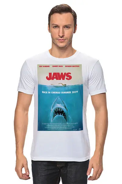 Заказать мужскую футболку в Москве. Футболка классическая Челюсти / Jaws от kino.printio.ru - готовые дизайны и нанесение принтов.