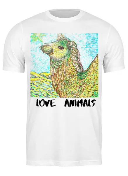 Заказать мужскую футболку в Москве. Футболка классическая Love animals (Любить животных) от cinirena@mail.ru - готовые дизайны и нанесение принтов.