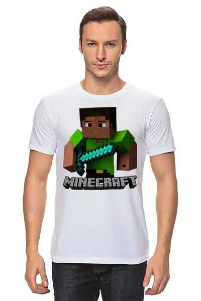 Заказать мужскую футболку в Москве. Футболка классическая MINECRAFT от weeert - готовые дизайны и нанесение принтов.
