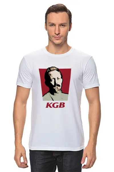 Заказать мужскую футболку в Москве. Футболка классическая КГБ (Феликс) от Рустам Юсупов - готовые дизайны и нанесение принтов.