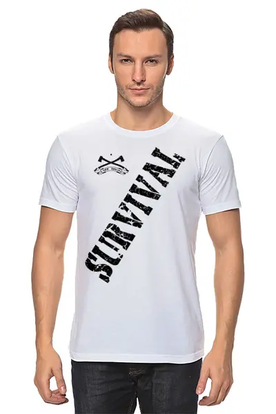 Заказать мужскую футболку в Москве. Футболка классическая SURVIVAL от Алексс Неро - готовые дизайны и нанесение принтов.