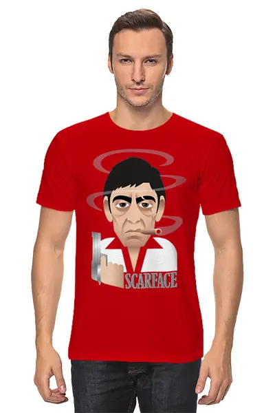 Заказать мужскую футболку в Москве. Футболка классическая Tony Montana - Scarface от balden - готовые дизайны и нанесение принтов.