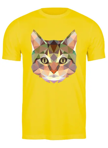 Заказать мужскую футболку в Москве. Футболка классическая Полигональный кот от oldman - готовые дизайны и нанесение принтов.