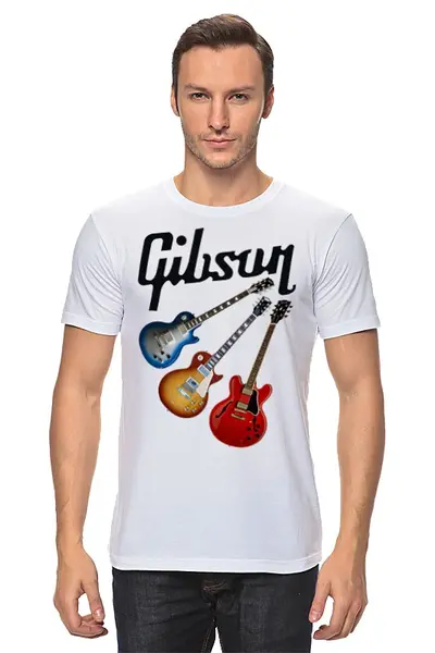 Заказать мужскую футболку в Москве. Футболка классическая Gibson от siedmit - готовые дизайны и нанесение принтов.