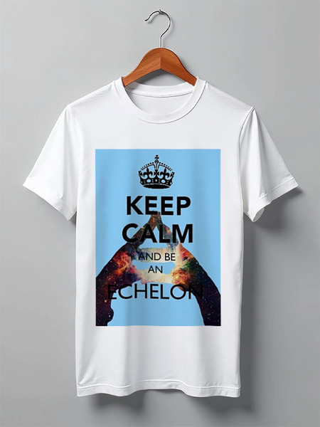 Заказать мужскую футболку в Москве. Футболка классическая Keep calm and be an Echelon от prettydisaster - готовые дизайны и нанесение принтов.