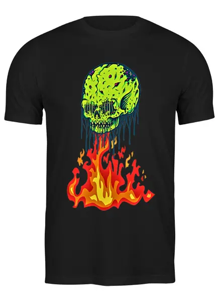 Заказать мужскую футболку в Москве. Футболка классическая Череп в огне от T-shirt print  - готовые дизайны и нанесение принтов.