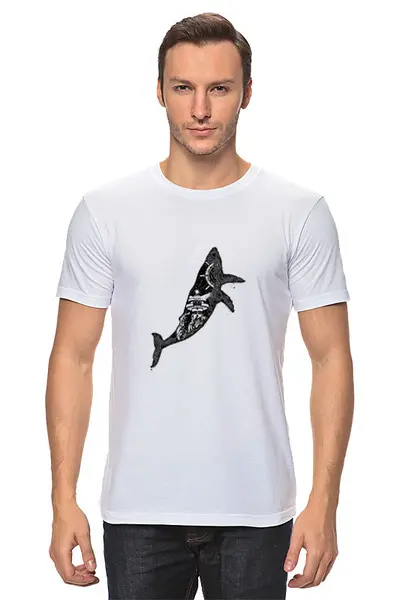 Заказать мужскую футболку в Москве. Футболка классическая  Кит и море от THE_NISE  - готовые дизайны и нанесение принтов.