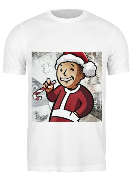 Заказать мужскую футболку в Москве. Футболка классическая Фоллаут (С новым годом!) от GeekFox  - готовые дизайны и нанесение принтов.