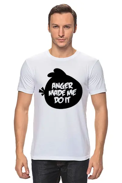 Заказать мужскую футболку в Москве. Футболка классическая Angry Bird от trugift - готовые дизайны и нанесение принтов.