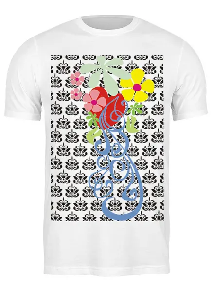 Заказать мужскую футболку в Москве. Футболка классическая цветочный узор от nikol - готовые дизайны и нанесение принтов.