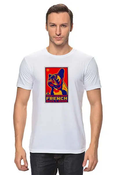 Заказать мужскую футболку в Москве. Футболка классическая Собака: FRENCH BULLDOG от Виктор Гришин - готовые дизайны и нанесение принтов.