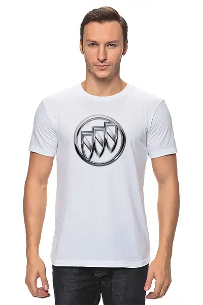 Заказать мужскую футболку в Москве. Футболка классическая BUICK от DESIGNER   - готовые дизайны и нанесение принтов.