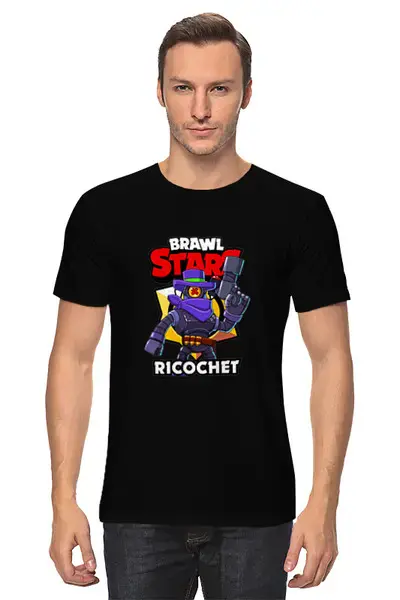 Заказать мужскую футболку в Москве. Футболка классическая BRAWL STARS RICOCHET от geekbox - готовые дизайны и нанесение принтов.