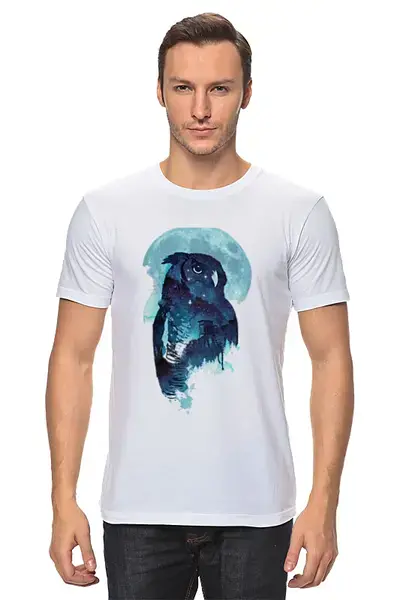 Заказать мужскую футболку в Москве. Футболка классическая Midnight Owl от YellowCloverShop - готовые дизайны и нанесение принтов.