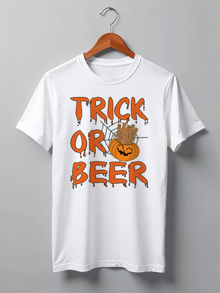 Заказать мужскую футболку в Москве. Футболка классическая Trick or beer от skynatural - готовые дизайны и нанесение принтов.
