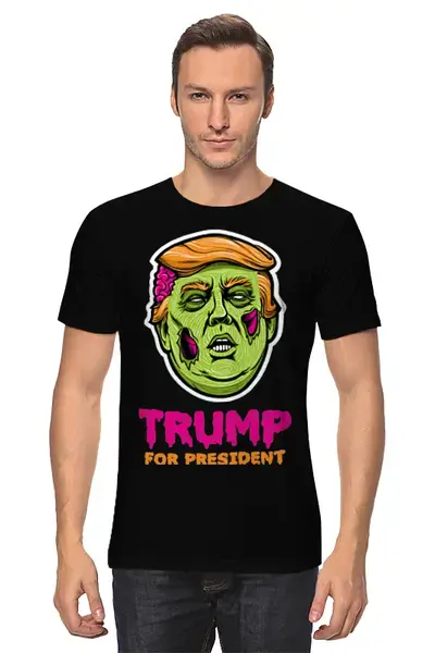 Заказать мужскую футболку в Москве. Футболка классическая Трамп зомби от Leichenwagen - готовые дизайны и нанесение принтов.