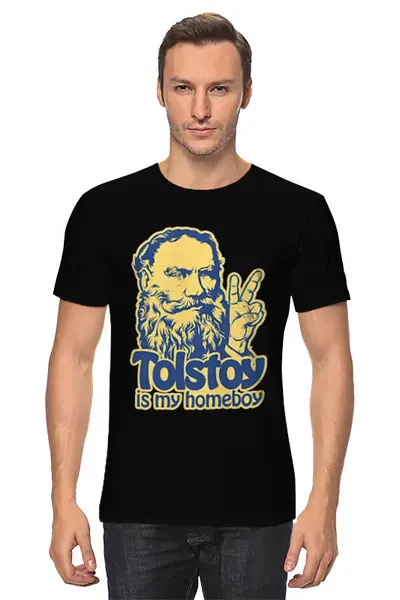 Заказать мужскую футболку в Москве. Футболка классическая Толстой мой кореш! от Sheriff - готовые дизайны и нанесение принтов.