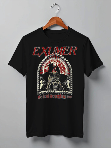 Заказать мужскую футболку в Москве. Футболка классическая Exumer (thrash metal band) от Leichenwagen - готовые дизайны и нанесение принтов.