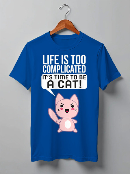 Заказать мужскую футболку в Москве. Футболка классическая Life Cat от coolmag - готовые дизайны и нанесение принтов.