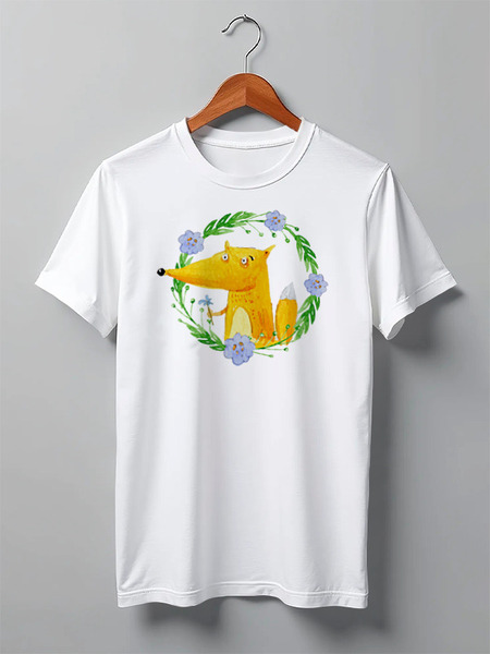 Заказать мужскую футболку в Москве. Футболка классическая Fox Here от oneredfoxstore@gmail.com - готовые дизайны и нанесение принтов.