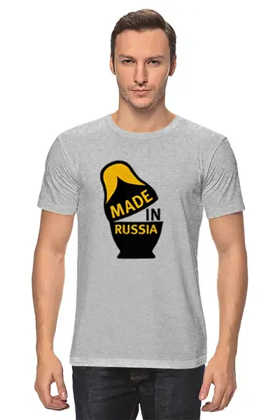 Заказать мужскую футболку в Москве. Футболка классическая Made in Russia от Just kidding - готовые дизайны и нанесение принтов.