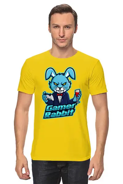 Заказать мужскую футболку в Москве. Футболка классическая GamerRabbit от balden - готовые дизайны и нанесение принтов.