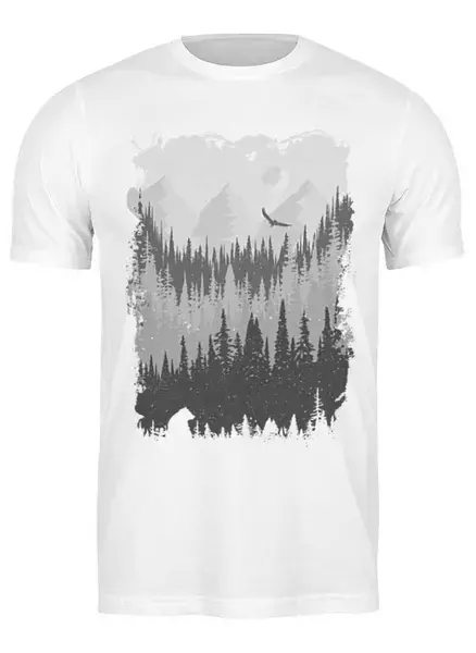 Заказать мужскую футболку в Москве. Футболка классическая Mountains Forest от oneredfoxstore@gmail.com - готовые дизайны и нанесение принтов.