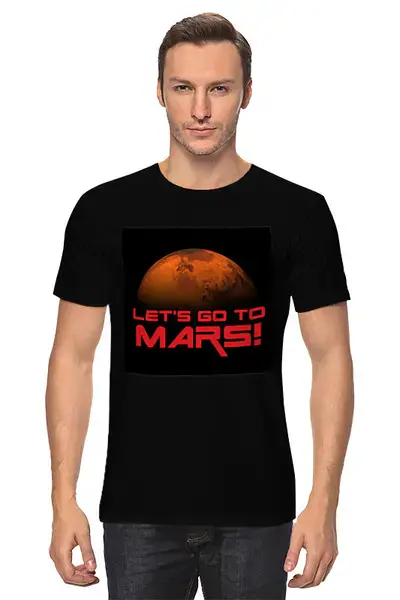 Заказать мужскую футболку в Москве. Футболка классическая Вперед к Марсу! от The Spaceway  - готовые дизайны и нанесение принтов.