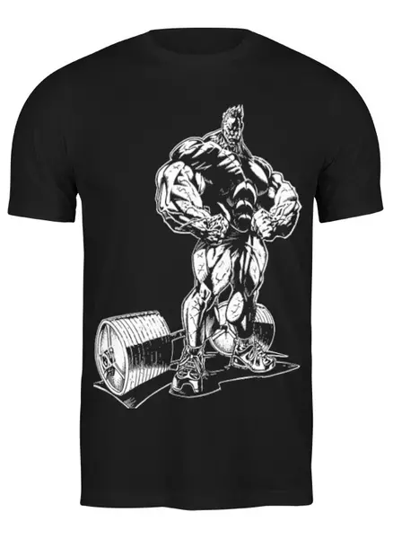 Заказать мужскую футболку в Москве. Футболка классическая Bodybuilding от osipov91@mail.ru - готовые дизайны и нанесение принтов.