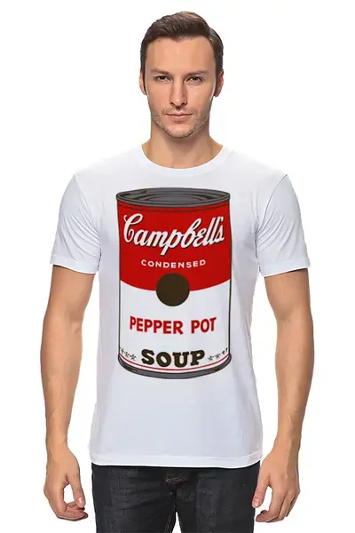 Заказать мужскую футболку в Москве. Футболка классическая Campbell's Soup (Энди Уорхол) от coolmag - готовые дизайны и нанесение принтов.