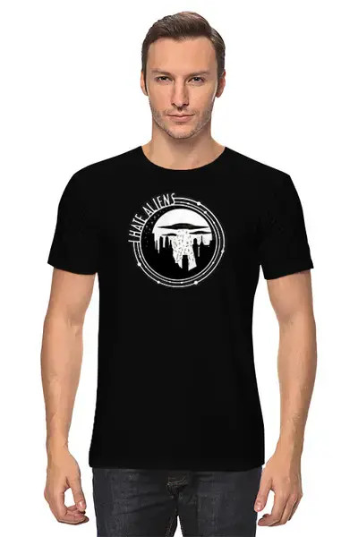 Заказать мужскую футболку в Москве. Футболка классическая Aliens от oneredfoxstore@gmail.com - готовые дизайны и нанесение принтов.