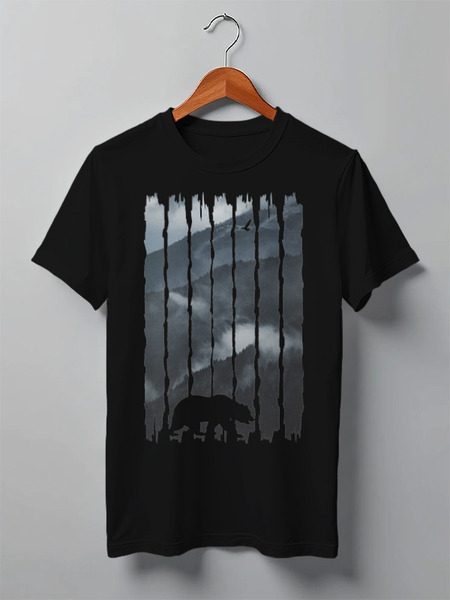 Заказать мужскую футболку в Москве. Футболка классическая Bear Here от oneredfoxstore@gmail.com - готовые дизайны и нанесение принтов.