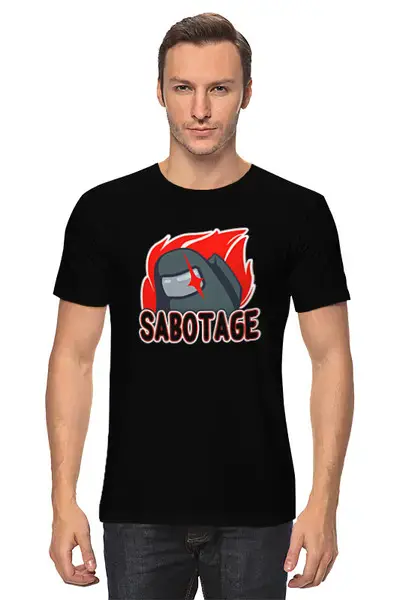 Заказать мужскую футболку в Москве. Футболка классическая Among Us Sabotage от El Fox - готовые дизайны и нанесение принтов.