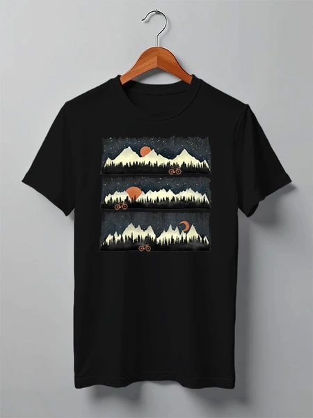 Заказать мужскую футболку в Москве. Футболка классическая Moon and Bike от oneredfoxstore@gmail.com - готовые дизайны и нанесение принтов.