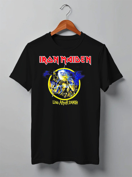 Заказать мужскую футболку в Москве. Футболка классическая Iron Maiden Band от Leichenwagen - готовые дизайны и нанесение принтов.