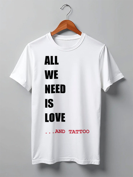 Заказать мужскую футболку в Москве. Футболка классическая ALL WE NEED IS LOVE M от ТМ_Kiseleva_Svetlana - готовые дизайны и нанесение принтов.