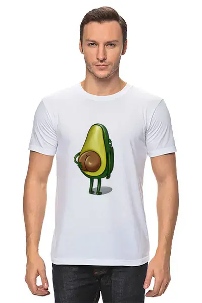 Заказать мужскую футболку в Москве. Футболка классическая Avocado 🥑  от @kristy_art_k  - готовые дизайны и нанесение принтов.