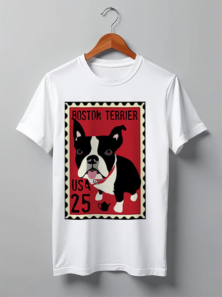 Заказать мужскую футболку в Москве. Футболка классическая Boston Terrier от Pinky-Winky - готовые дизайны и нанесение принтов.