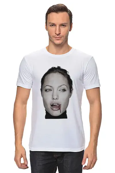 Заказать мужскую футболку в Москве. Футболка классическая Angelina Jolie от Антон Величко - готовые дизайны и нанесение принтов.