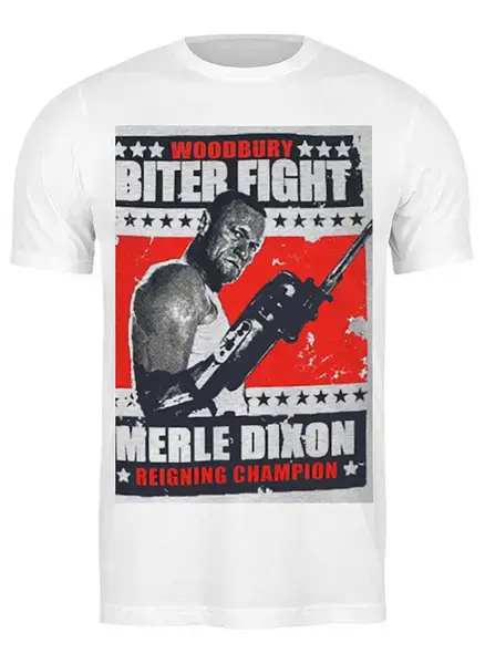 Заказать мужскую футболку в Москве. Футболка классическая Walking Dead Merle Dixon Biter Fight от redneck - готовые дизайны и нанесение принтов.