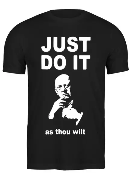 Заказать мужскую футболку в Москве. Футболка классическая Just do it (as thou wilt) от Vorohn - готовые дизайны и нанесение принтов.
