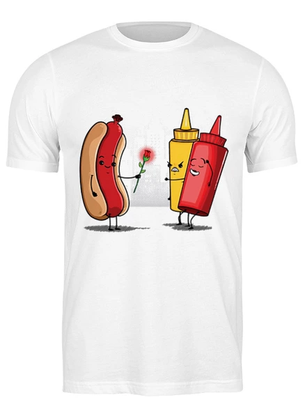 Заказать мужскую футболку в Москве. Футболка классическая Hot Dog Valentine от Александр Серебренников - готовые дизайны и нанесение принтов.