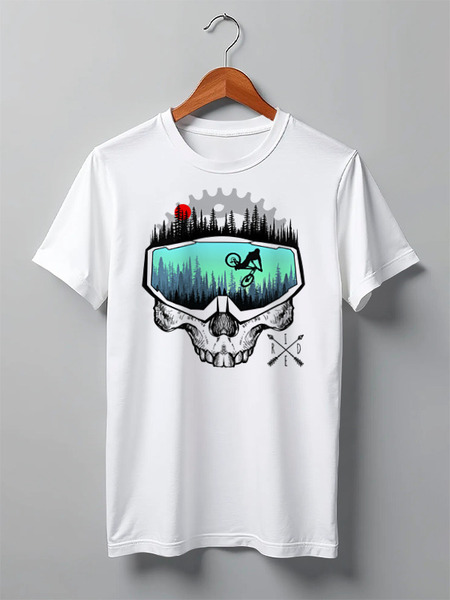 Заказать мужскую футболку в Москве. Футболка классическая Mask MTB Skull от oneredfoxstore@gmail.com - готовые дизайны и нанесение принтов.