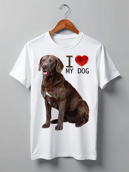Заказать мужскую футболку в Москве. Футболка классическая I love my dog от Александр А. - готовые дизайны и нанесение принтов.