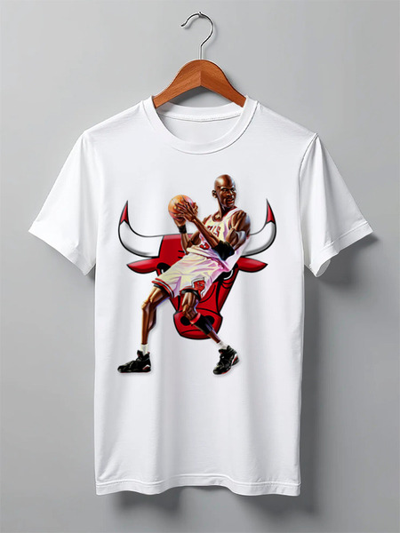 Заказать мужскую футболку в Москве. Футболка классическая Michael Jordan Cartooney от Mesk08 - готовые дизайны и нанесение принтов.