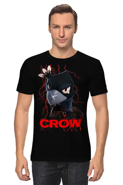 Заказать мужскую футболку в Москве. Футболка классическая Brawl Stars Crow от weeert - готовые дизайны и нанесение принтов.